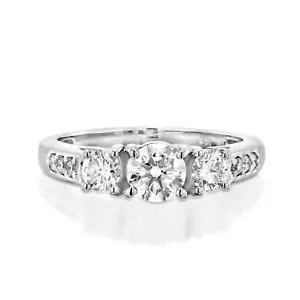 2 CT Three Stone Round Diamond Engagement Ring H/SI2 14K White Gold - Picture 1 of 6