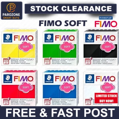 Fimo Oven Bake Clay . Starter set 6 x 56g Blocks in assorted Colours. by Fimo - Image 1 of 4