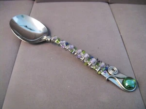 Wire Wrapped Multicolor Beaded Large 10" Serving Spoon - Picture 1 of 3