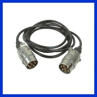 7 Poliges Anhängerkabel Kabel Verbindungskabel mit 2 Metallstecker Stecker 3,5m - Bild 1 von 3