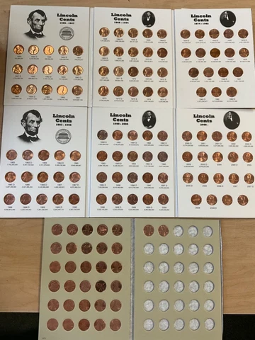Complete BU Set-  Lincoln Memorial Cents 1959 - 2023 in FullColor Coin Folders Cover