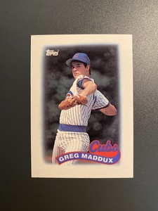 GREG MADDUX 1989 TOPPS MAJOR LEAGUE LEADERS MINI BASEBALL CARD # 4 F9071