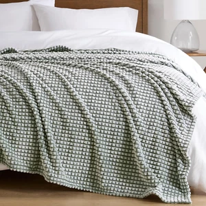 Cozy Blanket Soft Plush Blanket Chic Backprinted Carved Texture Design, Trendy, - Picture 1 of 7