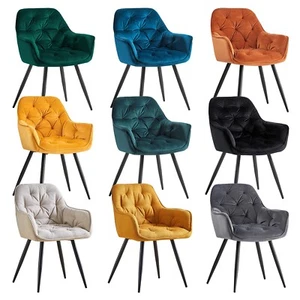 1/2X Dining Chairs Velvet Padded Seat Metal Legs Kitchen Chair Home Office Set - Picture 1 of 171