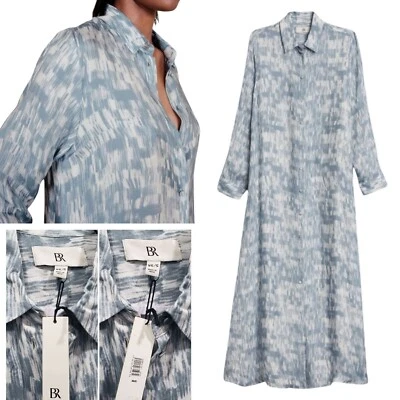 Banana Republic $220 Maxi Shirt Dress Modest Beachy Travel Preppy Blue XS/S NWT - Image 1 of 4