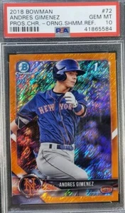 🔥ANDRES GIMENEZ 05/25 ROOKIE 2018 - 1st Bowman Chrome_ORANGE SHIMMER REFRACTOR_ - Bild 1 von 6