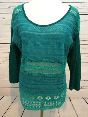 Camisa Miss Me Mediana Verde Azulado Encaje Crochet Rayón Top Mujer Sexy Western Foto 1 de 4