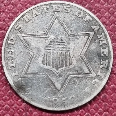 1856 Three Cent Silver Trime 3c Better Grade VF Details #67781 - Image 1 of 2