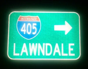 LAWNDALE, California route road sign 18"x12", Los Angeles, Hollywood, LA - Picture 1 of 12