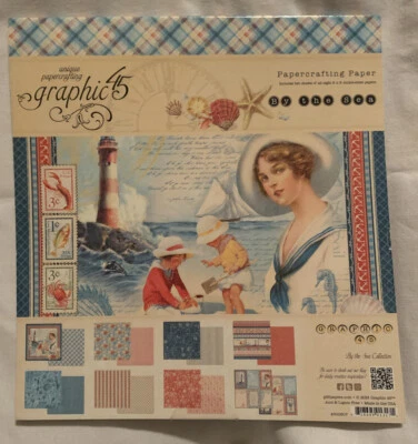 Graphic 45 8x8 8" Paper Pad By the Sea 2014 Beach Shells Children Starfish NEW - Image 1 of 4