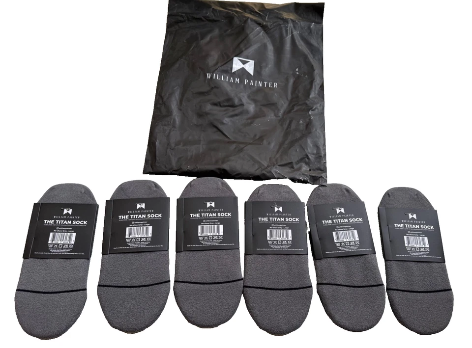 William Painter The Titan Running Sock No-Show Grey Large 6 Pair NWT – Free Ship - Image 1 of 4