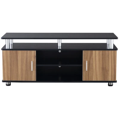 Stylish TV Stand Entertainment Center With Storage Black Walnut - Image 1 of 4