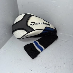NEW TaylorMade Driver Head Cover HC Sock Mens Golf Club Leather Black White Blue - Picture 1 of 6