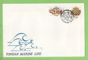 Tonga 1984 2s & $1 Marine life (Corals)  'Official' overprints First Day Cover - Picture 1 of 1