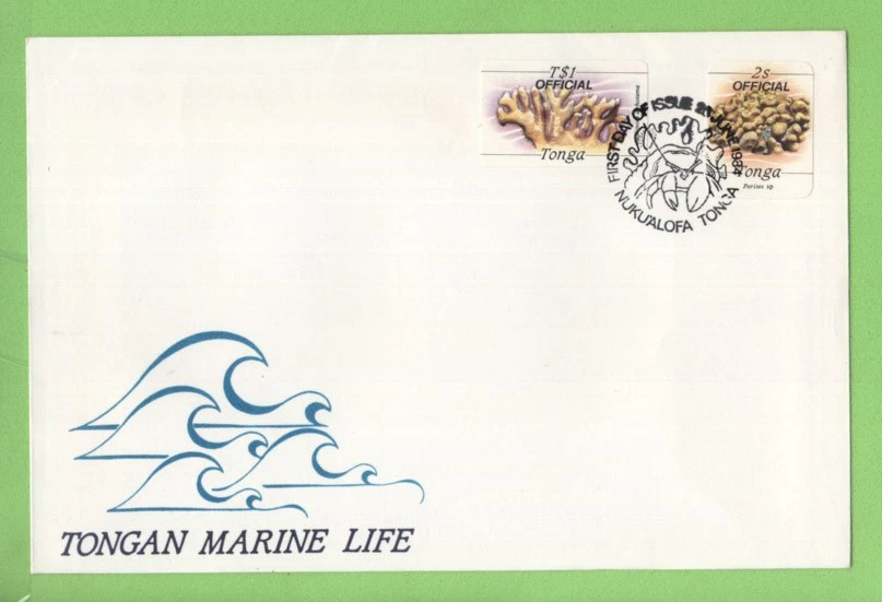 Tonga 1984 2s & $1 Marine life (Corals)  'Official' overprints First Day Cover - Image 1 of 1