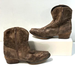 Roper Short Stuff Womens Brown Western Cowboy Snip Toe Boots (size 9.5) - Picture 1 of 8