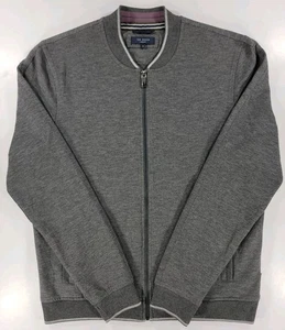 Ted Baker Men’s Full Zip Tangfaz Bomber Sweater Jacket Gray 4 Large Stretch NWOT - Picture 1 of 11