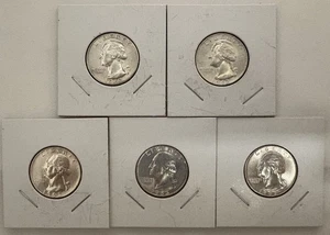 🔥Lot von 5 unzirkulierten Silbervierteln - 1962 (x2) & 1963 (x3) - 90% Silber - Bild 1 von 12