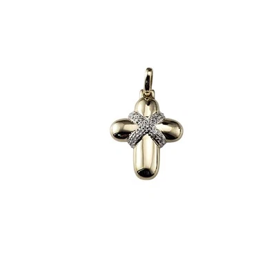 14 Karat Yellow and White Gold Diamond Cross Pendant #21867 - Image 1 of 4