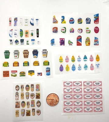 DINKY DELIGHTS Puppenhaus Miniatur - selbstklebendes Glas/Flaschenetikett - (DD252-DD257) P+P kombiniert