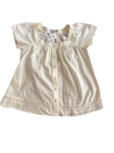 dELiA*s Women's Cream Blouse - 100% Cotton Lace Trim Button Top - Size L - NWT - Picture 1 of 3