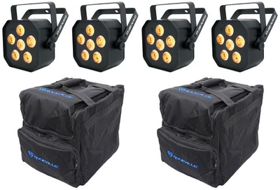 4 Chauvet DJ EZLink Par Q6BT ILS RGBA Bluetooth Rechargeable Wash Up-Lights+Bags - Image 1 of 4