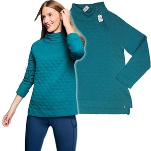 T by TALBOTS Mujer XS Esmeralda Marina ASYM CREMALLERA CUELLO ACOLCHADO JERSEY NUEVO CON ETIQUETAS - Imagen 1 de 6