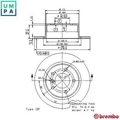 2x BRAKE DISC 08.9859.81 FOR BMW Z4/Roadster/E85 N46B20B 2.0L 4cyl N52B25 2.5L - Image 1 of 4