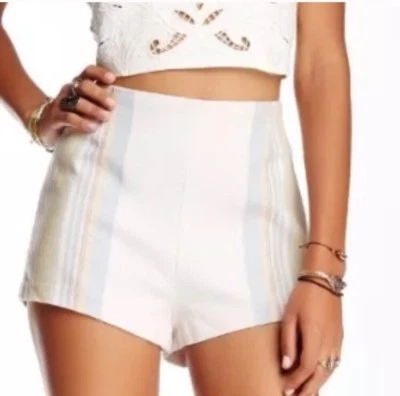 Shorts altos de mezcla de algodón a rayas Newman de Free People para mujer en marfil, Us 10 Foto 1 de 4