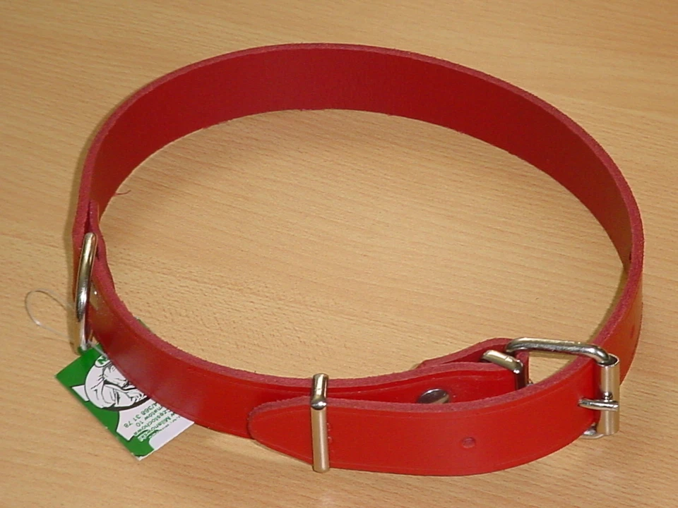 MILAN Halsband aus echtem Leder 60cm / 24mm rot