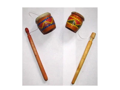 NO EYE DEER Handbemalter Holz Frosch Croaker Trommel Spinner Kinder zappeln laut Geschenk