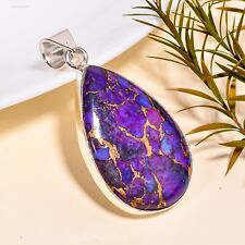 Purple Copper Turquoise Gemstone Pendant 925 Sterling Silver Handmade Gift PG552