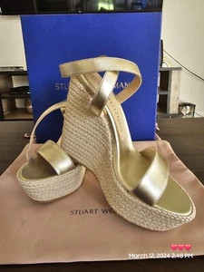 Stuart Weitzman Alex Platform Wraparound Ankle Wedge Sandal Size 7.5 B NIB - Picture 1 of 8