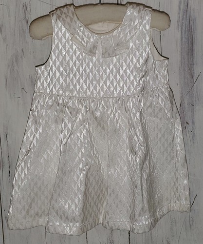 OFF WHITE Abito H&M avorio bianco sporco diamante taglia 4 6 mesi 3 6 colletto senza maniche *S24