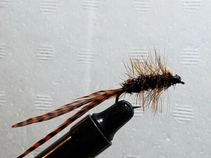 FLY-FISHING-FLIES (**NEON ORANGE EEL BUGGER ** ) ** 2 FLIES * SIZE 10 * - Picture 1 of 5
