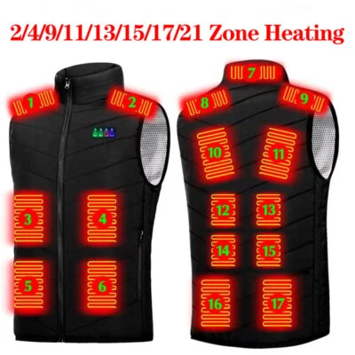 Winter Usb Electric Heated Jacket Men Women 21 Areas Smart Heating Vest Outdoor - Image 1 of 4
