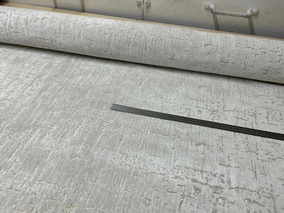 CREAM UPHOLSTERY MATERIAL TEXTURED VELVET ROMO FABRIC 140 CMS WIDE CREAM