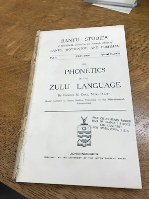 1926 The Phonetics of the Zulu Language Bantu Studies Journal Illustrated  - Image 1 of 4