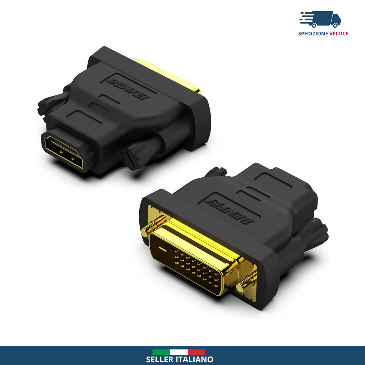 Adattatore DVI-I A VGA DeleyCON - Connettore Femmina Per Monitor E PC - Doppia Filettatura Per Fissaggio Sicuro - Foto 2