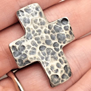 SILPADA Israel 925 Sterling Silver Hammered Cross Pendant 1.25in 4.81g - Picture 1 of 5