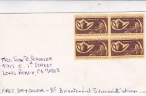United States 1977 Silversmith Block of 4 unposted cover written VGC