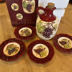 Certified International Tuscan Winery 5 Piece Olive Oil Dipping Set Grape Plates - Picture 1 of 7