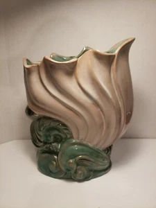 Rare Stangl 3615 Terra Rose Two Tone Mauve And Green Scroll Vase - Picture 1 of 8