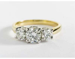 4.00CT Forever One Moissanite 4 Prong 3-Stone Ring Two Tone 14K Gold  - Picture 1 of 1