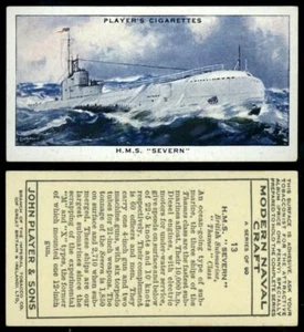 H.M.S Severn #13 Modern Naval Craft 1939 John Player & Sons Card - Picture 1 of 1