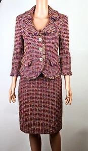 St. John Women's Multi Colored with Fringe Knit Two Piece Suit size 6 - Picture 1 of 4