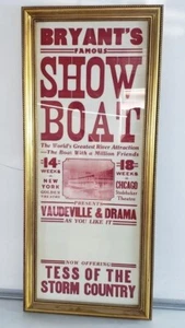 BRYANT'S FAMOUS SHOWBOAT Framed Lithograph Poster VAUDEVILLE & DRAMA 39" X 17" - Picture 1 of 12