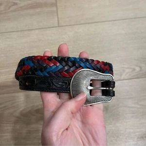 Nocona Belt Co. Women’s Braided Multicolor Leather Belt Size 28 - Picture 1 of 4