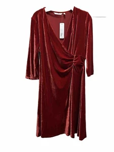SOFT SURROUNDINGS XL Petite Velvet Dress Red Dahlia Holiday Ret $130 NWT! - Picture 1 of 8