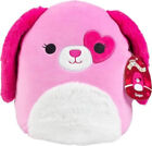 5'' Squishmallows Valentine's Day Sager Spaniel Puppy Dog Pink Heart Eye
